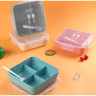 Marmita com Tampa, Colher e 4 Divisórias – Plástica, Compacta, Leve, Ideal para Almoço e Lanche em Oferta na Shopee