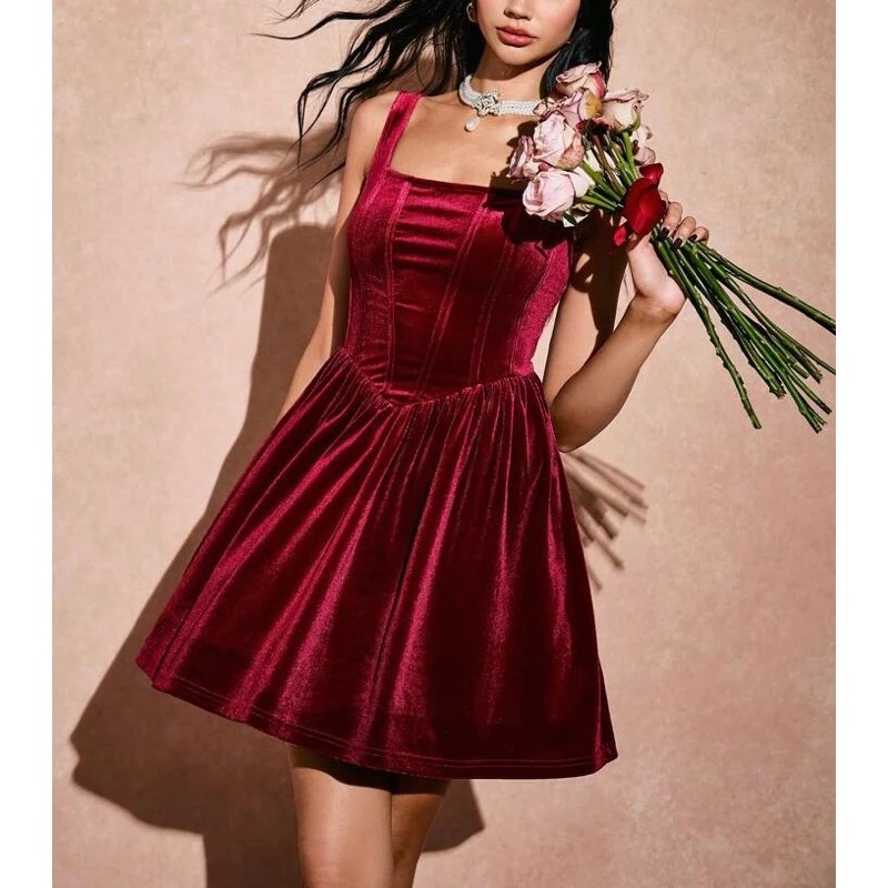 Vestido Curto Brilho Aveludado Veludo Festa Fantasia Vampira Halloween SH D355