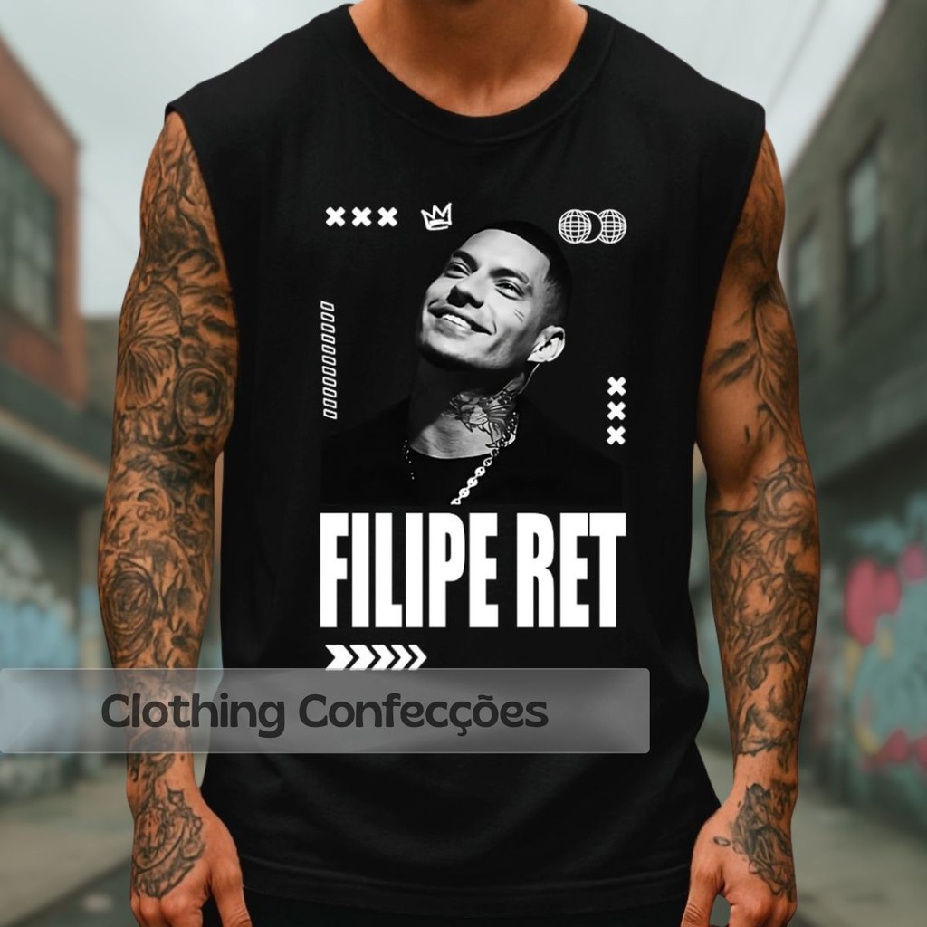 Camiseta Regata Filipe Ret Ninguém Inveja O Ruim Cantor Trap Camisa Cavada Oversized