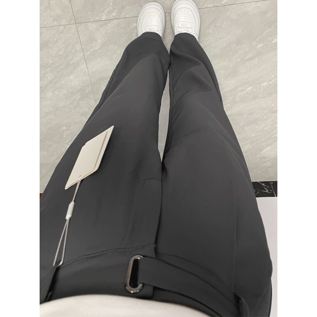 Cinza terno calças verão feminino Plus Size gordura mm capa barriga virilha calças largas feminino nicho Design calças c