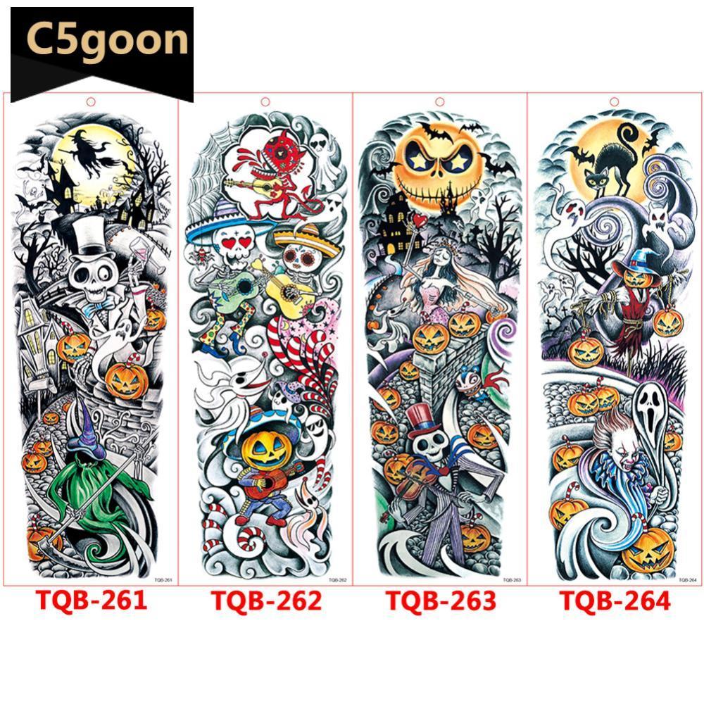 C5GOON 1 Peça Tatuagem De Manga De Braço Grande Rosa Engrenagem Relógio Olho À Prova D'água Adesivo Temporário Leão Lobo