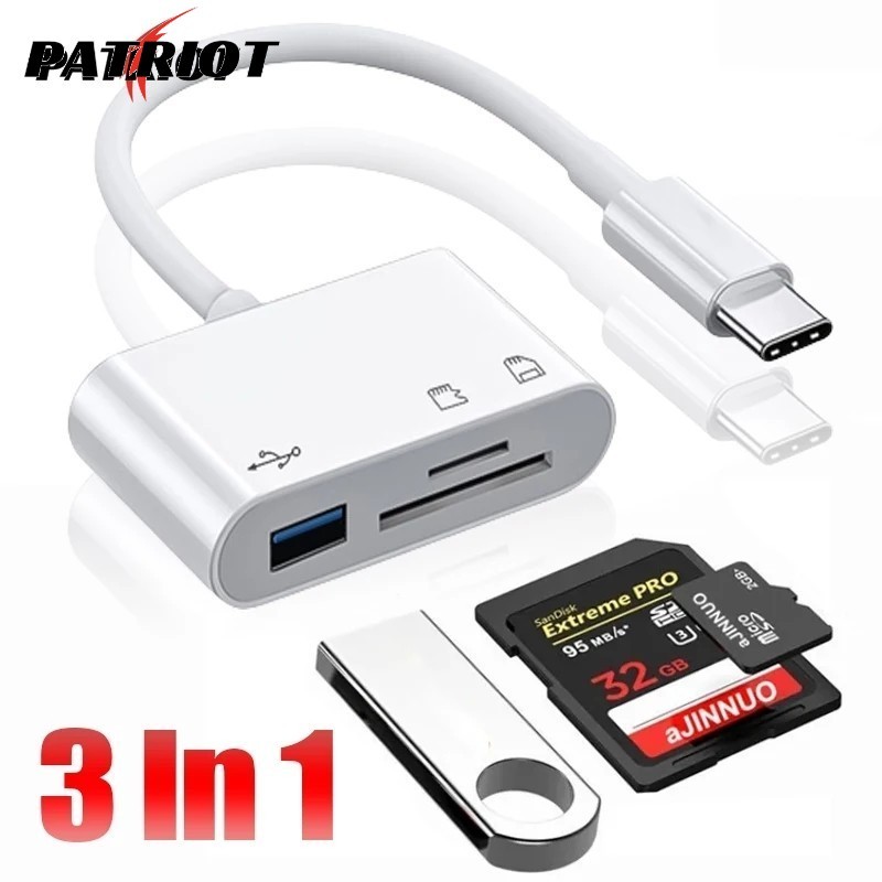[PATRIO] Adaptador 3 Em 1 Type-C Para USB Ca OTG Conversor De Hub Samsung Xiaomi Android Laptop Tablet Multi Portas SD T