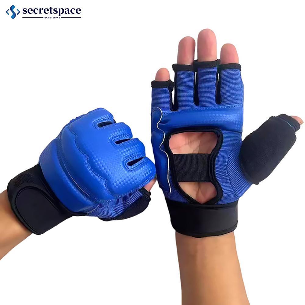 SECRETSPACE Metade Dedo Luvas De Boxe Couro Do Plutônio MMA Luta Kick Karate Muay Thai Treinamento Treino H2N9