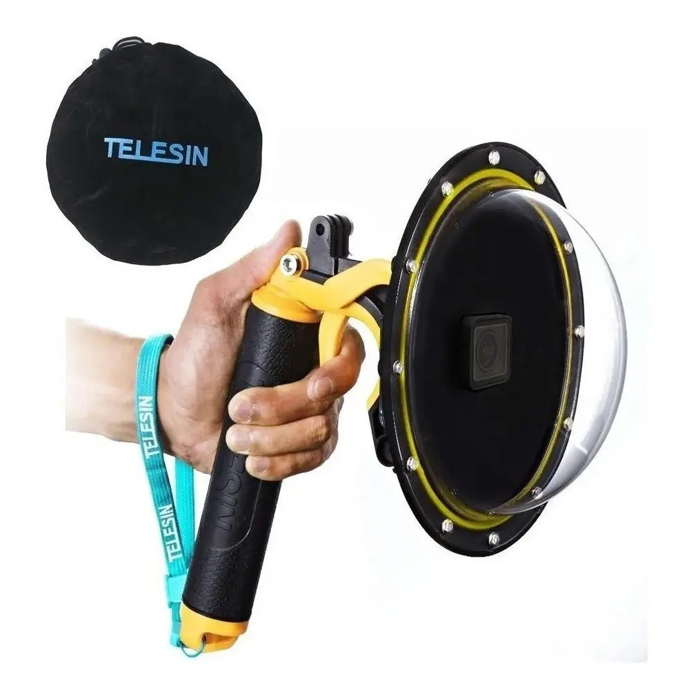 Dome 6 Pol Para Gopro Hero 8 Black Caixa Estanque Bastao Flutuante Gatilho Telesin ideal p/ mergulho — imagem 2 de 2