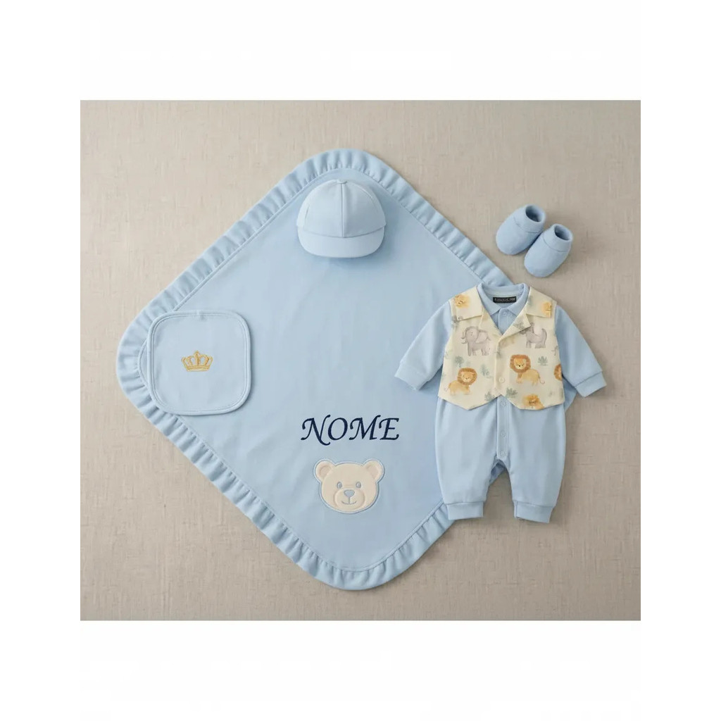 Kit Saída Maternidade Menino Azul Bebe Com Nome