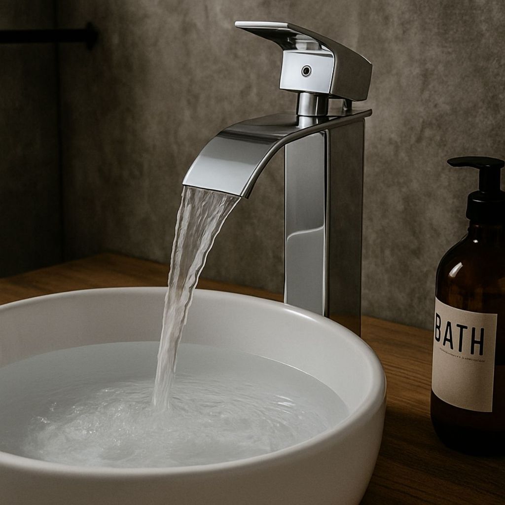 Torneira Banheiro Monocomando Quadrada Lavabo Luxo Cascata Cromada