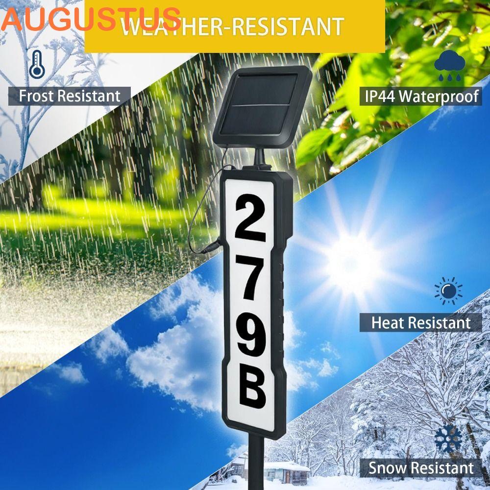 Sinal De Endereço Solar AUGUSTUS , Luz À Prova D'água De 360 Graus , Inclui Letras Numéricas