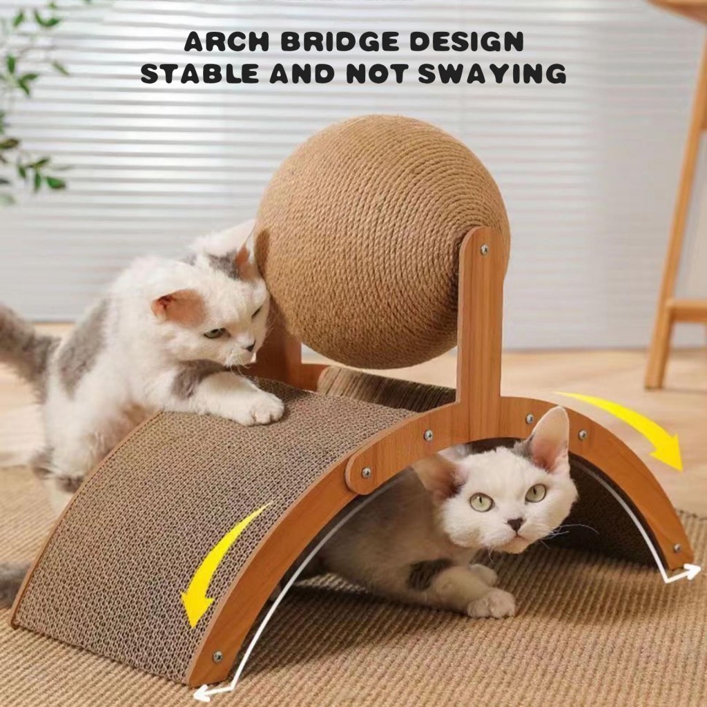 Placa De Arranhar Sisal Para Gatos-Design De Roda Gigante Vertical De Alta Densidade Com Bola Brincar Sem Fim