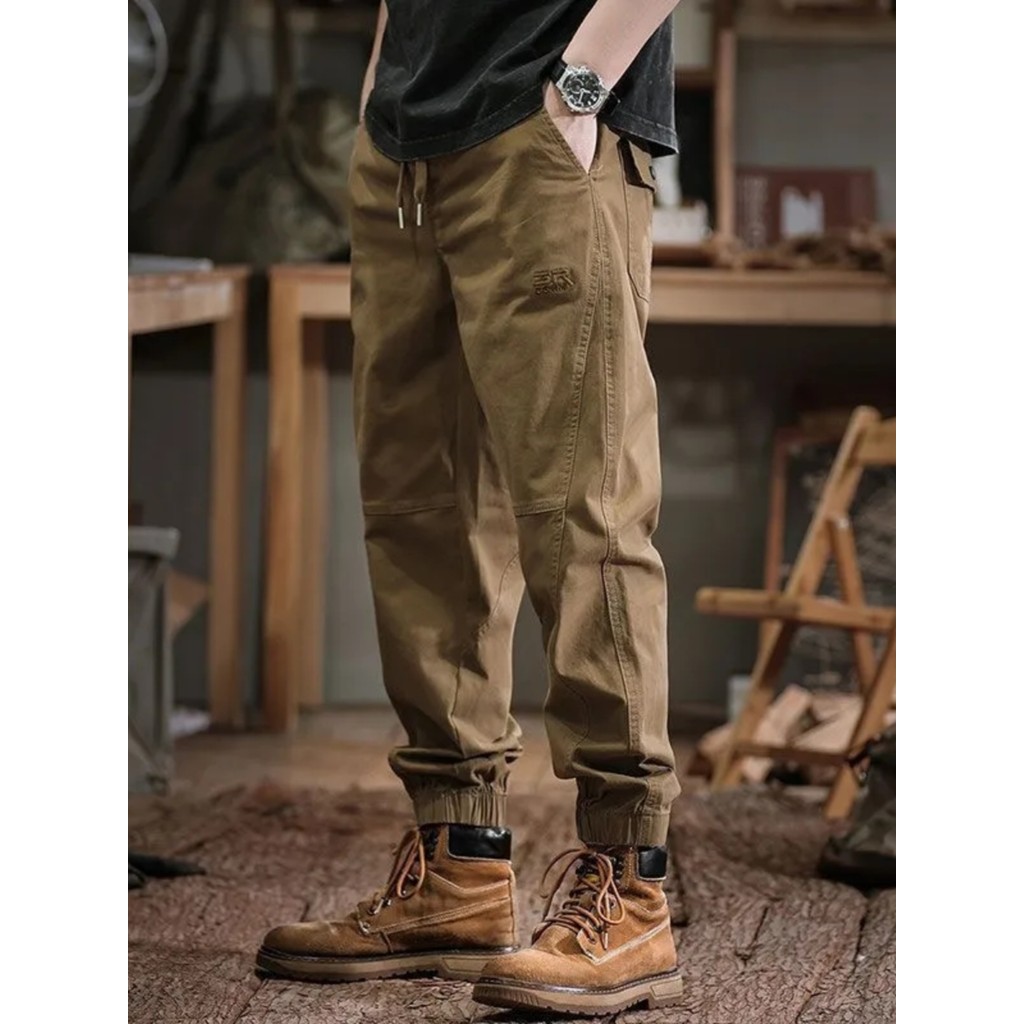 Americano Retro macacão masculino outono inverno rua wear solto Casual Leggings cintura elástica resistente ao desgaste 