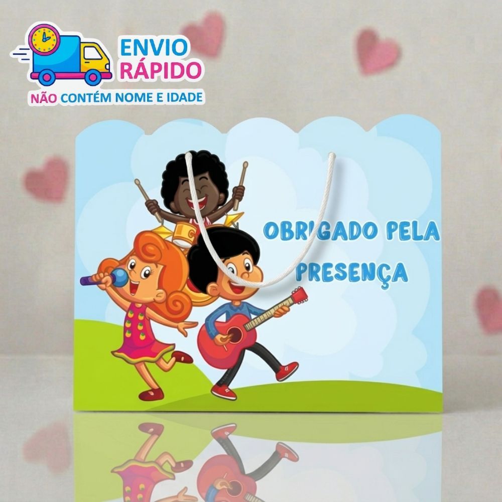 Kit Sacolinha Personalizada Três Palavrinhas  (20x15x7cm) Lembrancinhas de Aniversário - PEGUE E MONTE