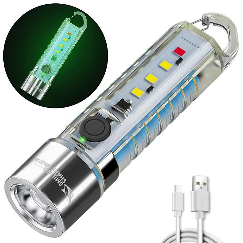 LED SMD Mini Flashlight Rechargeable Pocket Flashlight with Clip Portable EDC Flashlight Luminous for Camping Hiking Eme