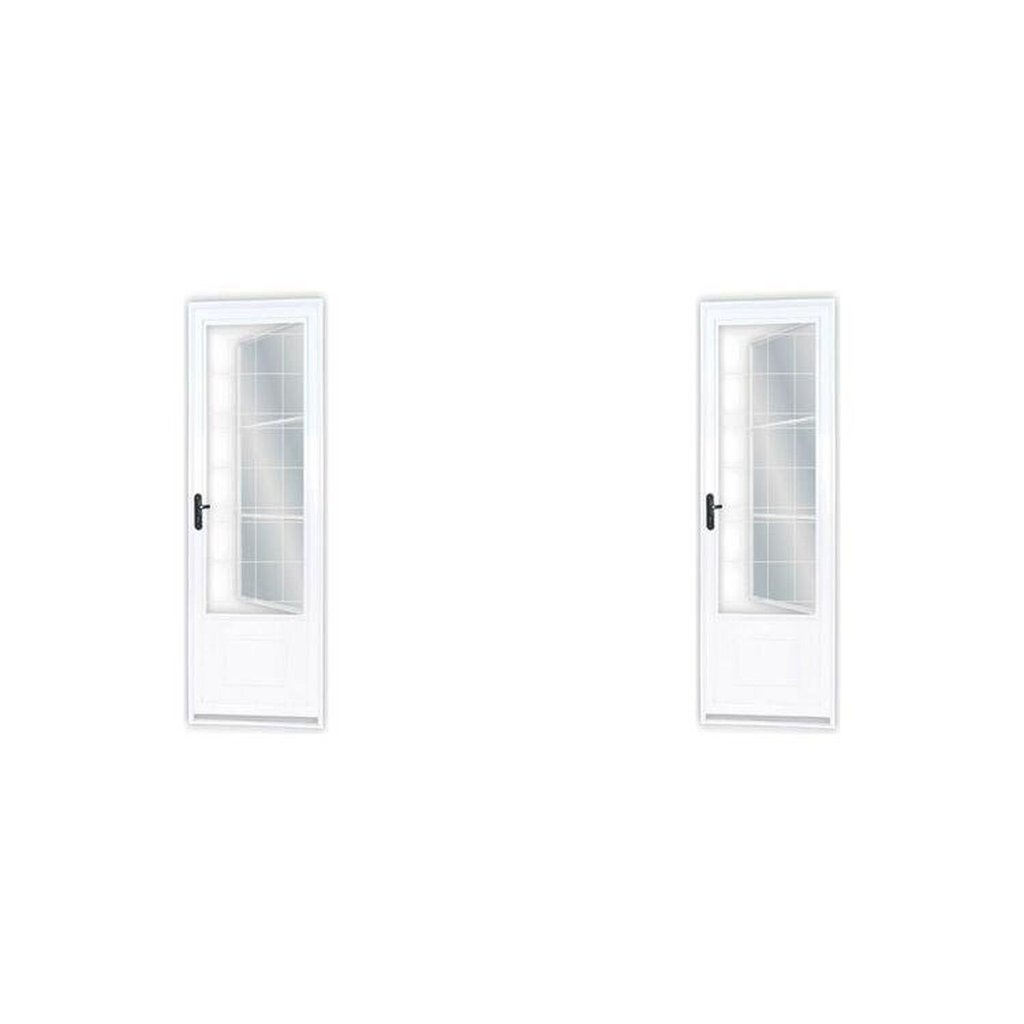 Kit com 2 Portas de Aço Postigo 215x85cm com Grade Quadrada Minas Sul MGM Branco