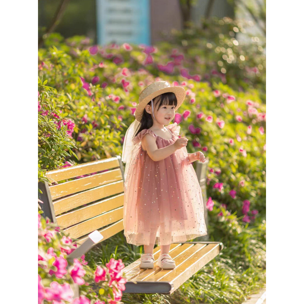 Estoque pronto!Feminino bebê colete vestido gradiente roxo lantejoulas vestido de princesa aniversário flor menina vesti