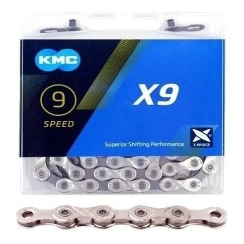 Corrente Kmc 9v Bike 116 Elos X9 Cromada Missing Link Com Nf