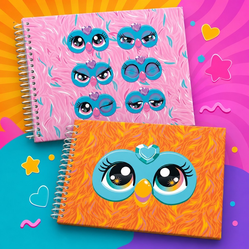 Caderno De Desenho Cartografia Furby 80 Folhas Capa Dura Escolar Infantil