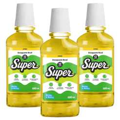Kit 3x Enxaguante Bucal Super 12h Melão e Menta 500ml
