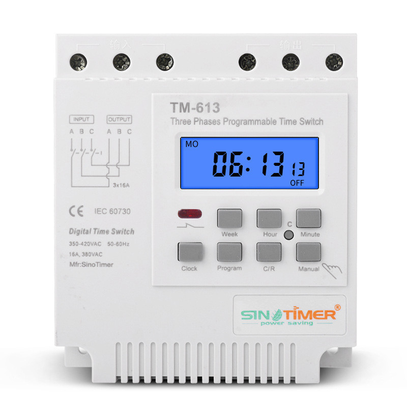 Timer Temporizador Programável SINOTIMER Trifásico TM613 16A