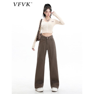 Vfvk calças pequenas de pernas largas femininas 2026 novas calças Jeans americanas femininas retas soltas calças cáqui c