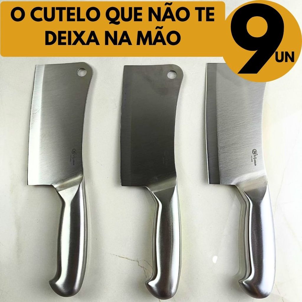 Cutelo Açougueiro Profissional Aço Inox Corte Firme Carne Frango Costela Cozinha Açougues Churrasco