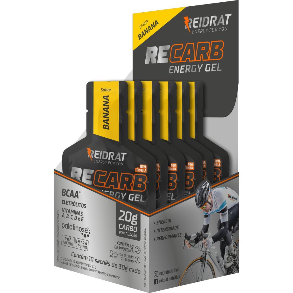 Recarb Energy Gel Display Com 10unidades x 30g Reidrat Nutrition
