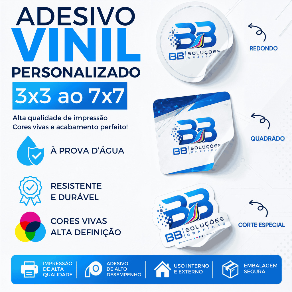 Adesivos Personalizados Em Vinil Branco a Prova D'água do 3x3 4x4 5x5 6x6 7x7 Cm Rótulo Etiquetas Adesivas