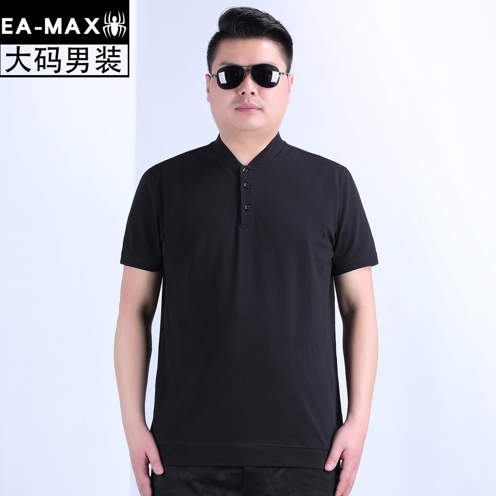 Plus size roupas masculinas verão na moda gordo solto gola alta plus size masculino de manga curta camiseta roupas mascu
