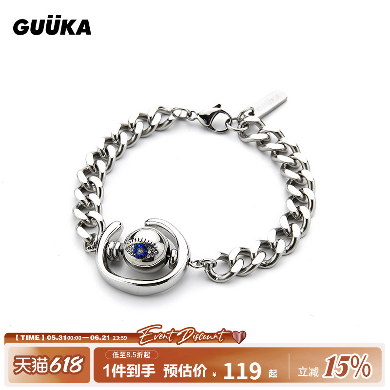 Luzhuo mesmo estilo GUUKA Street Wear pulseira de globo ocular rotativa Design feminino sentir nicho casal diamante corr