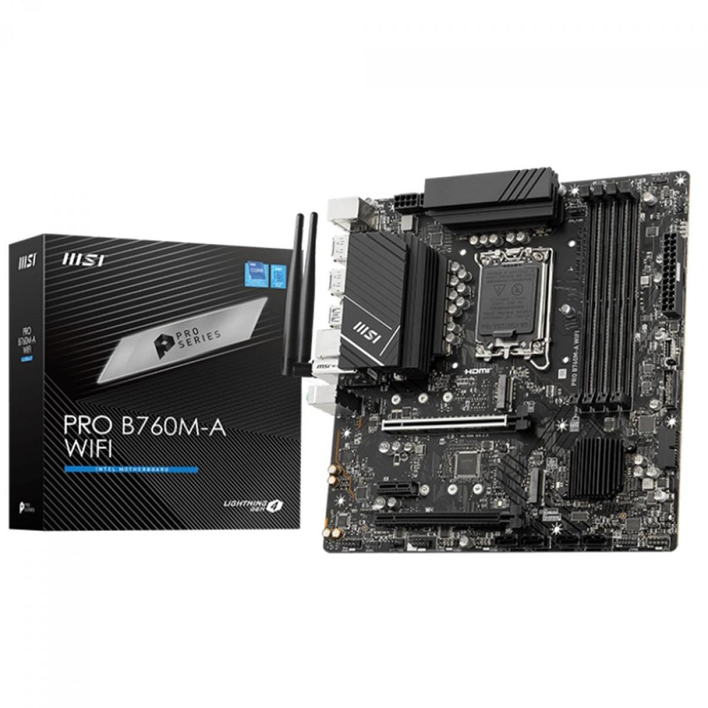 Placa Mãe MSI PRO B760M-A WIFI, Chipset B760, Intel LGA 1700, mATX, DDR5, 911-7D99-007 (Terabyte Oficial)
