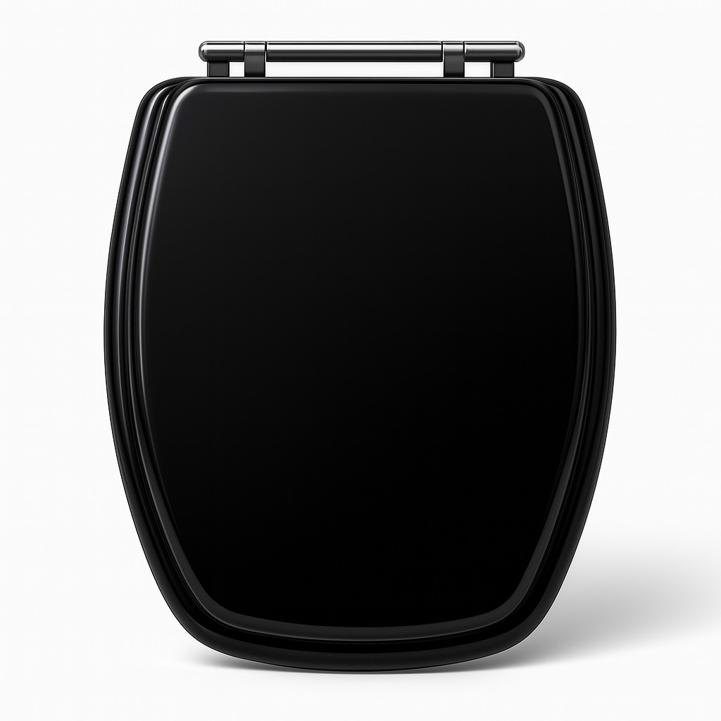 Assento Sanitário Preto Sicmol MDF com Dobradiça em Alumínio Anodizado – Resistente à Umidade