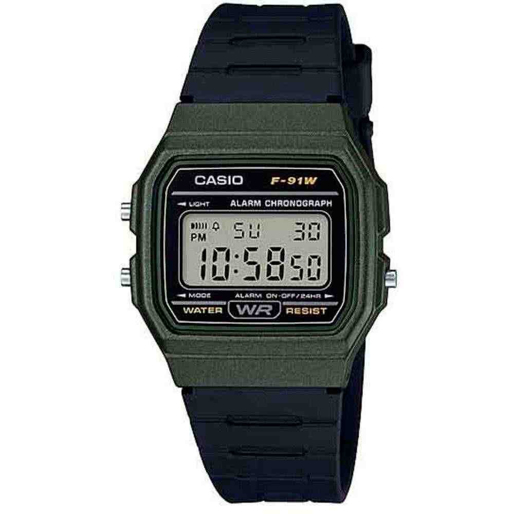 Relógio Casio Preto Verde Feminino F-91WM-3ADF em Oferta na Shopee