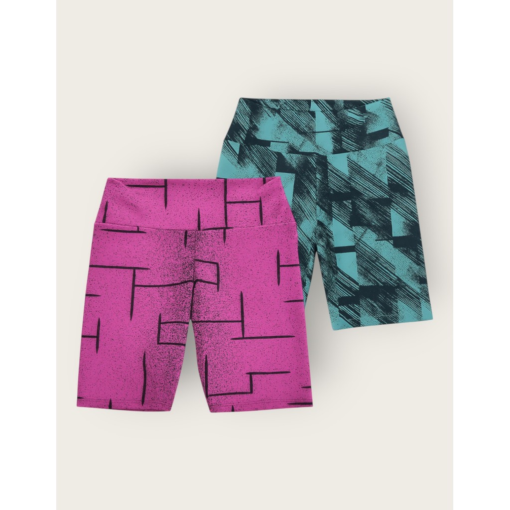 Kit 2 Bermuda Feminina Fitness Plus Size Estampada Cós Alto Conforto Academia Corrida Caminhada Yoga