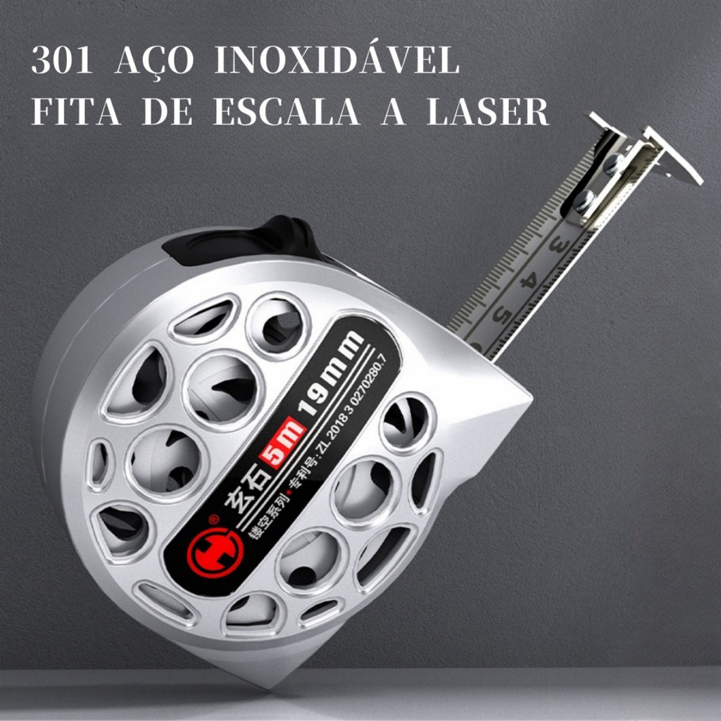 Detalhes do Fita Métrica Aço Inox 5m x 25mm Anticorrosão Autolock Resistente à Água e Impactos