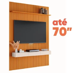 Painel para TV até 70 Polegadas 1,80x2,40m Ripado com Nicho Arbo Cedro/Off White EDN