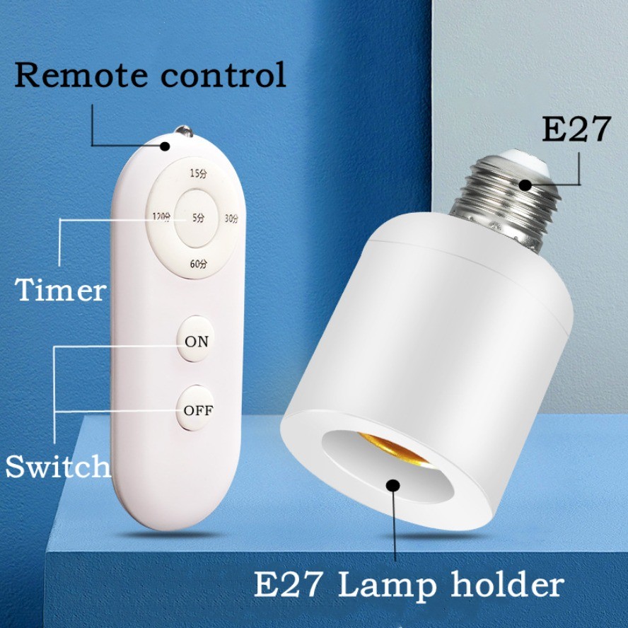 Nova Base De Lâmpada Led E27 60W Controle Remoto Sem Fio Interruptor Temporizador Inteligente Suporte Da AC110V 220V Cas em Oferta na Shopee