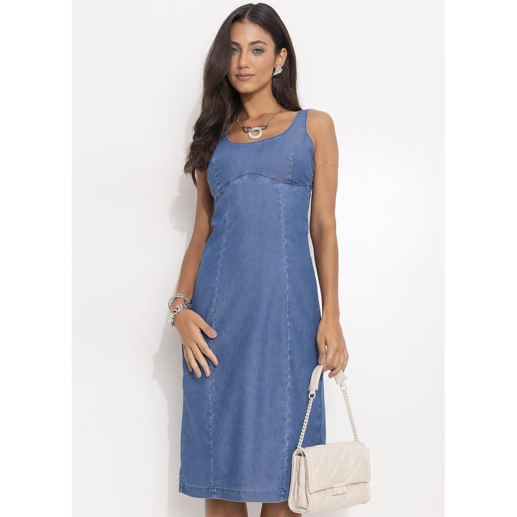 Vestido Jeans Leve Jeans Médio Colorido Quintess em Oferta na Shopee