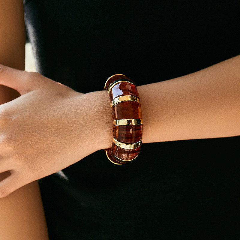 Pulseira Elástica de Acrílico Retro da Moda Transfronteiriça do Oriente Médio para Mulheres, Joias Elegantes e Versáteis