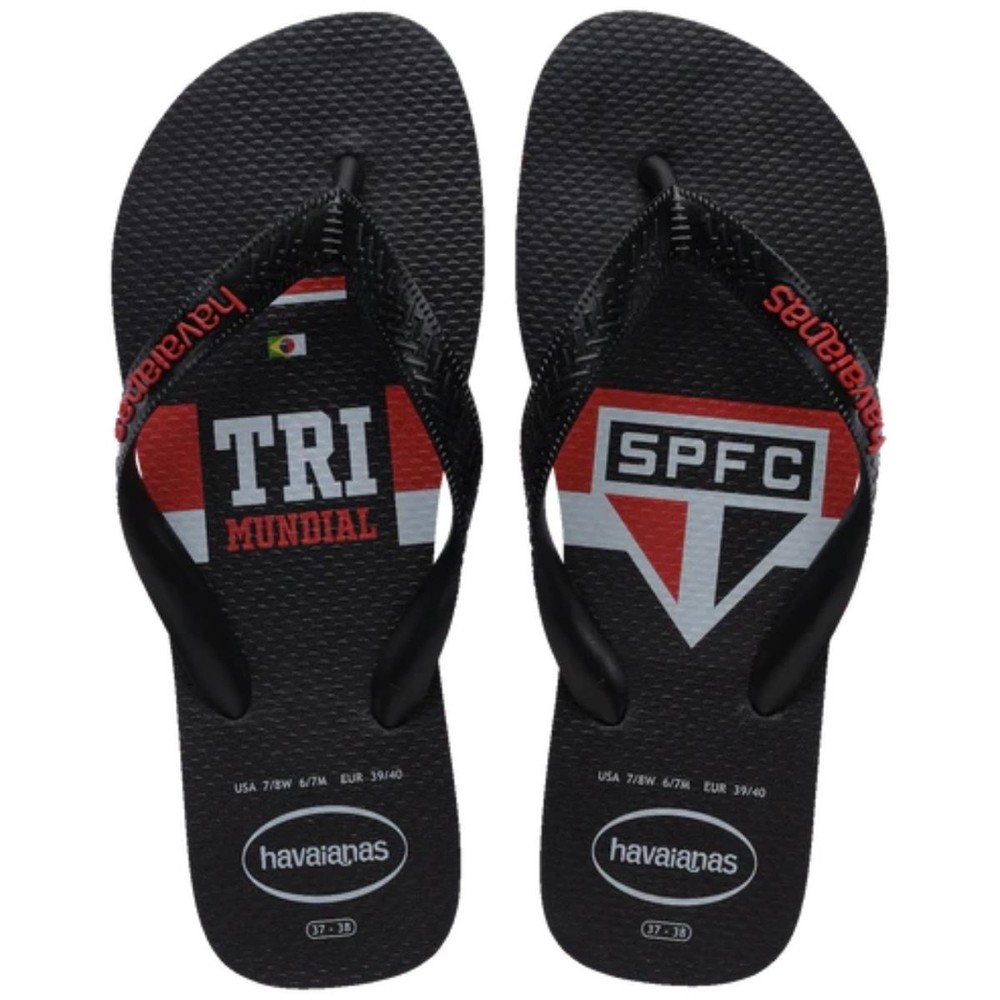 Chinelo Havaianas Top Times São Paulo Masculino - Preto e Vermelho