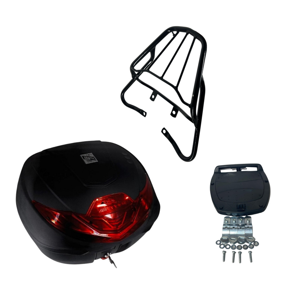 Bagageiro Titan Fan Start 150 160 - Baú Bauleto 35 Litros 2014 A 2021 Preto Cromado