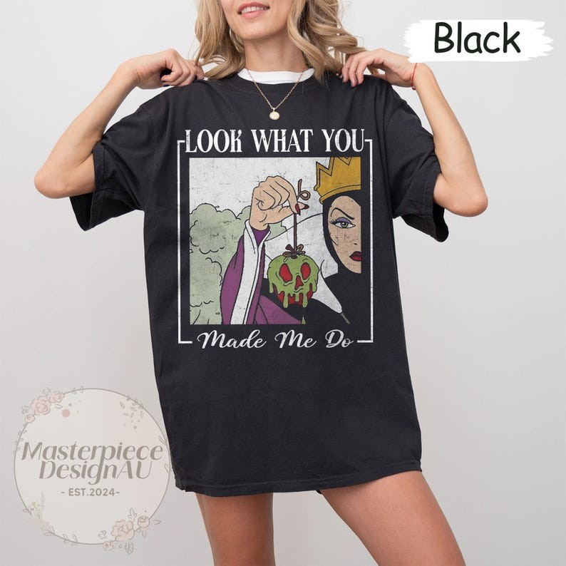 Camiseta Unissex Oversized Plus Size Feminina Masculina Estampada Rainha Má E Maçã Venenosa,   De Algodão Confortável Pa