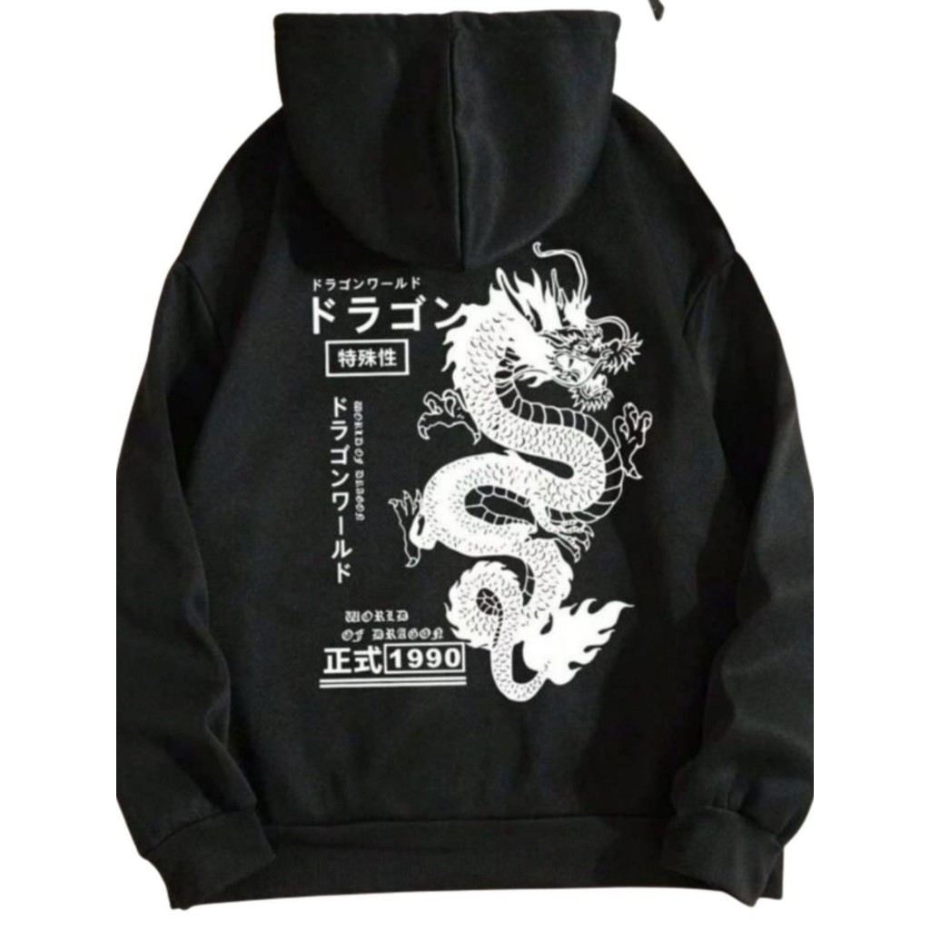 Moletom Canguru Dragão Chinês (COSTAS) Com Capuz E Bolso Casaco Feminino Masculino Flanelado Unissex Inverno Frio Blusa