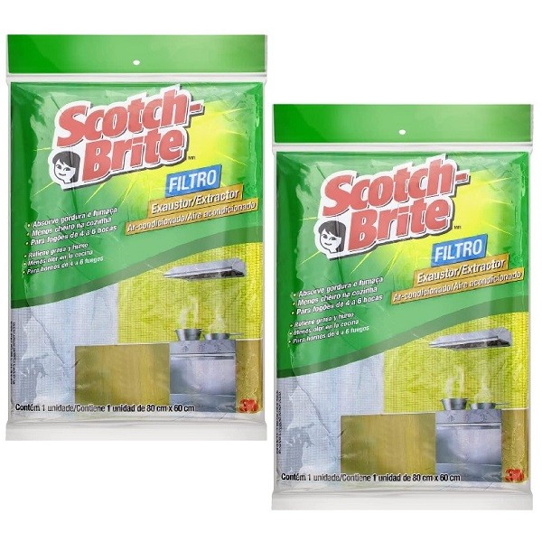 Kit com 2 Filtro para Coifa Exaustor SCOTCH-BRITE 3M 80CM X 60CM
