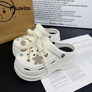 Lovito Casual simples nicho decoração sandálias planas elegantes e versáteis para mulheres LFA69122 em Oferta na Shopee