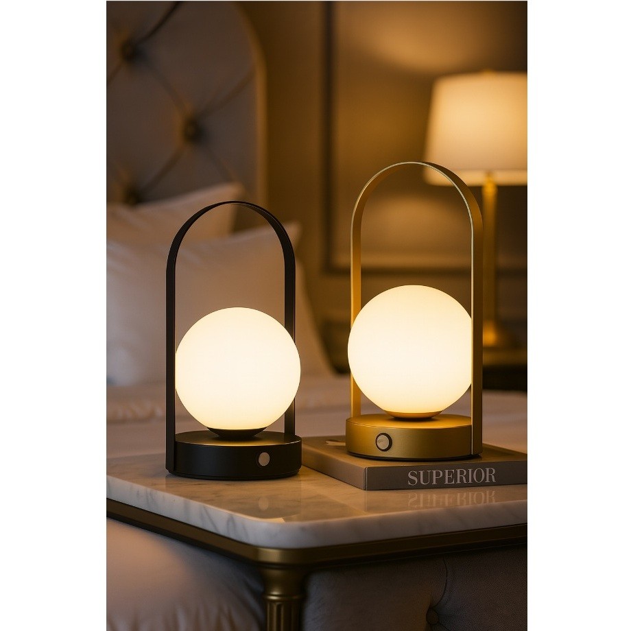 Luminária Recarregável Mesa Abajur Led Dourada Preta USB