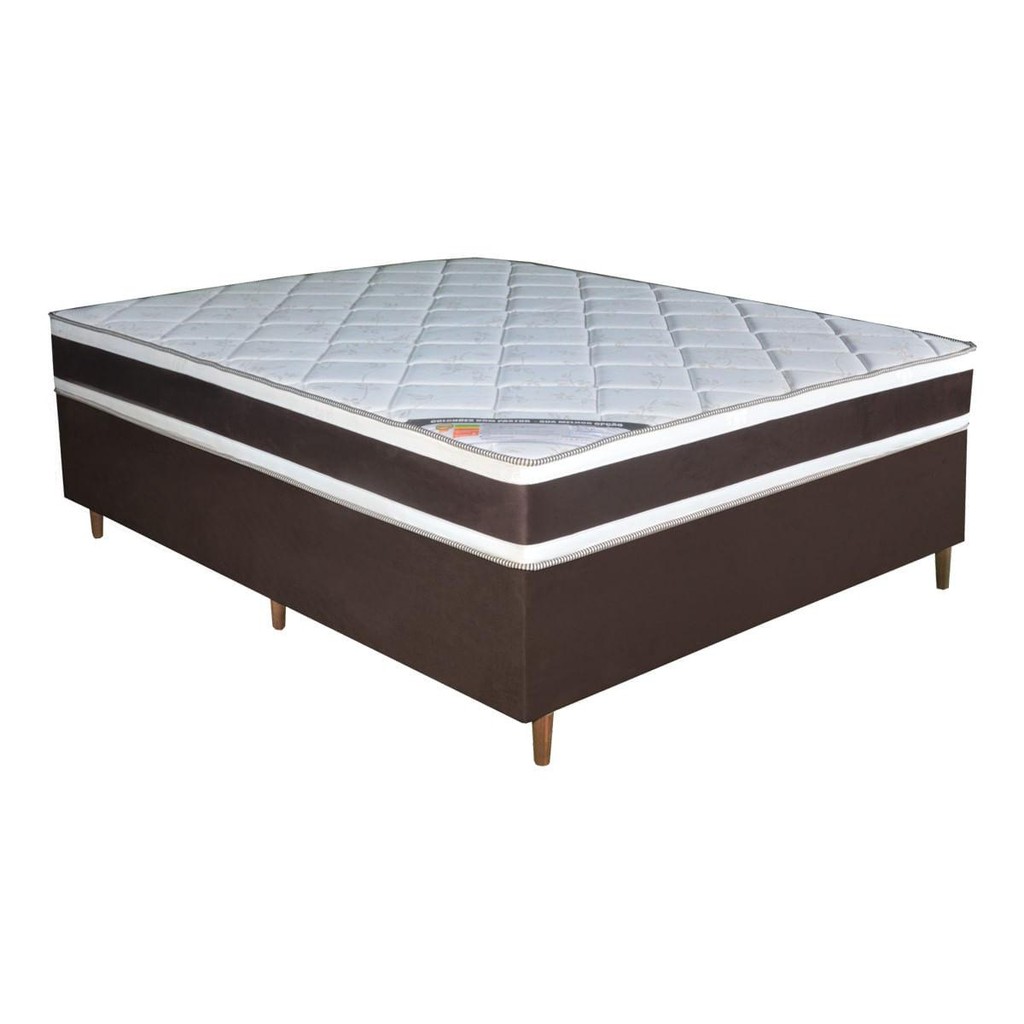 Colchão Casal Molas Ensacadas Sater + Base 138X188X66