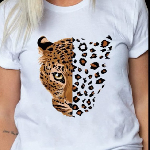 Camiseta feminina 100% algodão estampada tigre confortável e despojada , super tendência verão animal envio imediato.