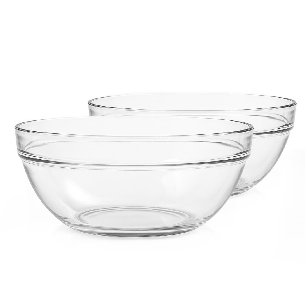 Kit 2 Potes vidro 2,1L Bowl tigela tropical Redonda cozinha servir saladeira Sobremesa multiuso