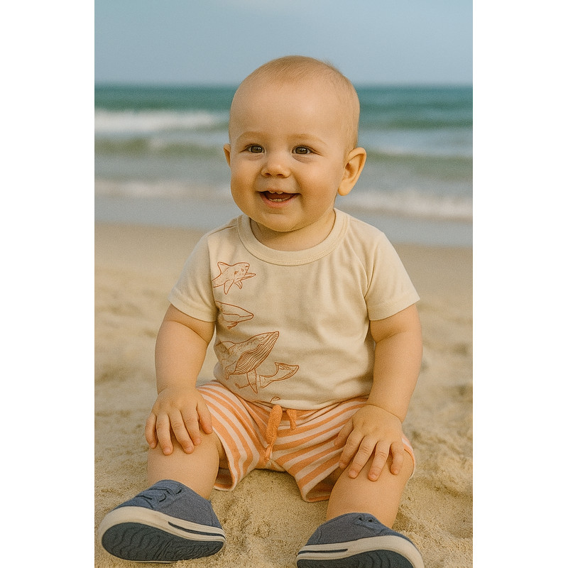 Conjunto Bebê Menino Verão Blusa Estampada + Short Confortável Roupa Infantil Leve Elian P M G