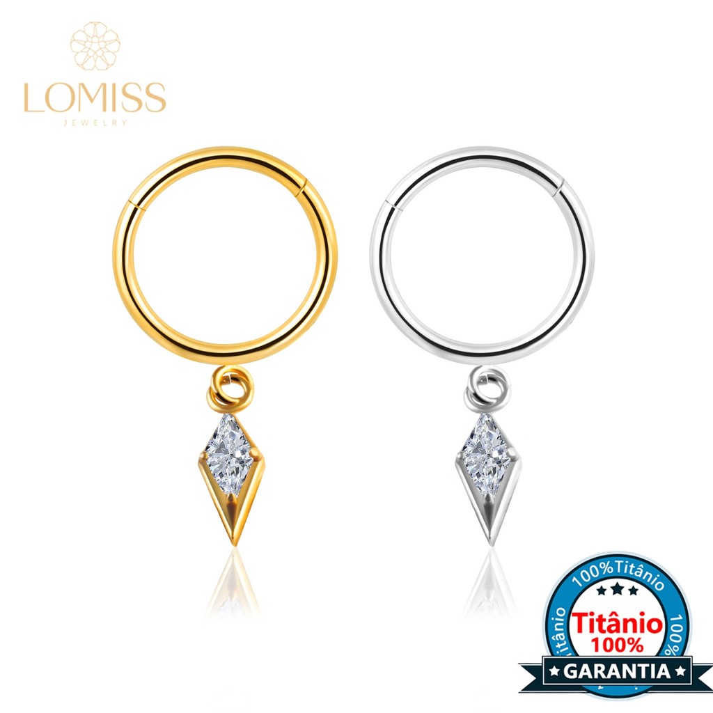 Piercing Argola Nariz Clik Titânio Zircônia Cravejada Pingente - Septo Tragus Rook Conch Helix Nostril Cultura Do Marina em Oferta na Shopee