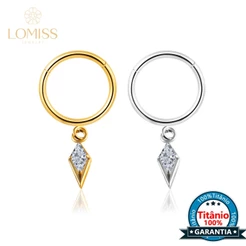 Piercing Argola Nariz Clik Titânio Zircônia Cravejada Pingente - Septo Tragus Rook Conch Helix Nostril Cultura Do Marina