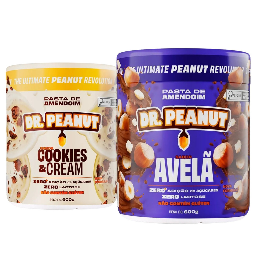 Kit 2x Pasta De Amendoim 1,2Kg De Avelã + Cookies Dr Peanut em Oferta na Shopee